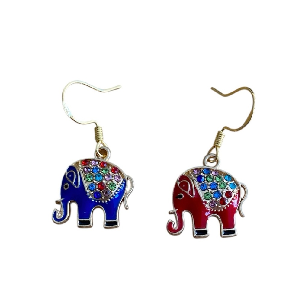 Asymmetrical Elephant Dangle Earrings